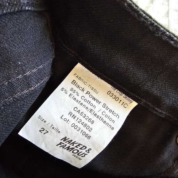 Naked & Famous The Crop Skinny Jeans - 2018 - Black Power Stretch - Sz 27 - NWT - Picture 9 of 16
